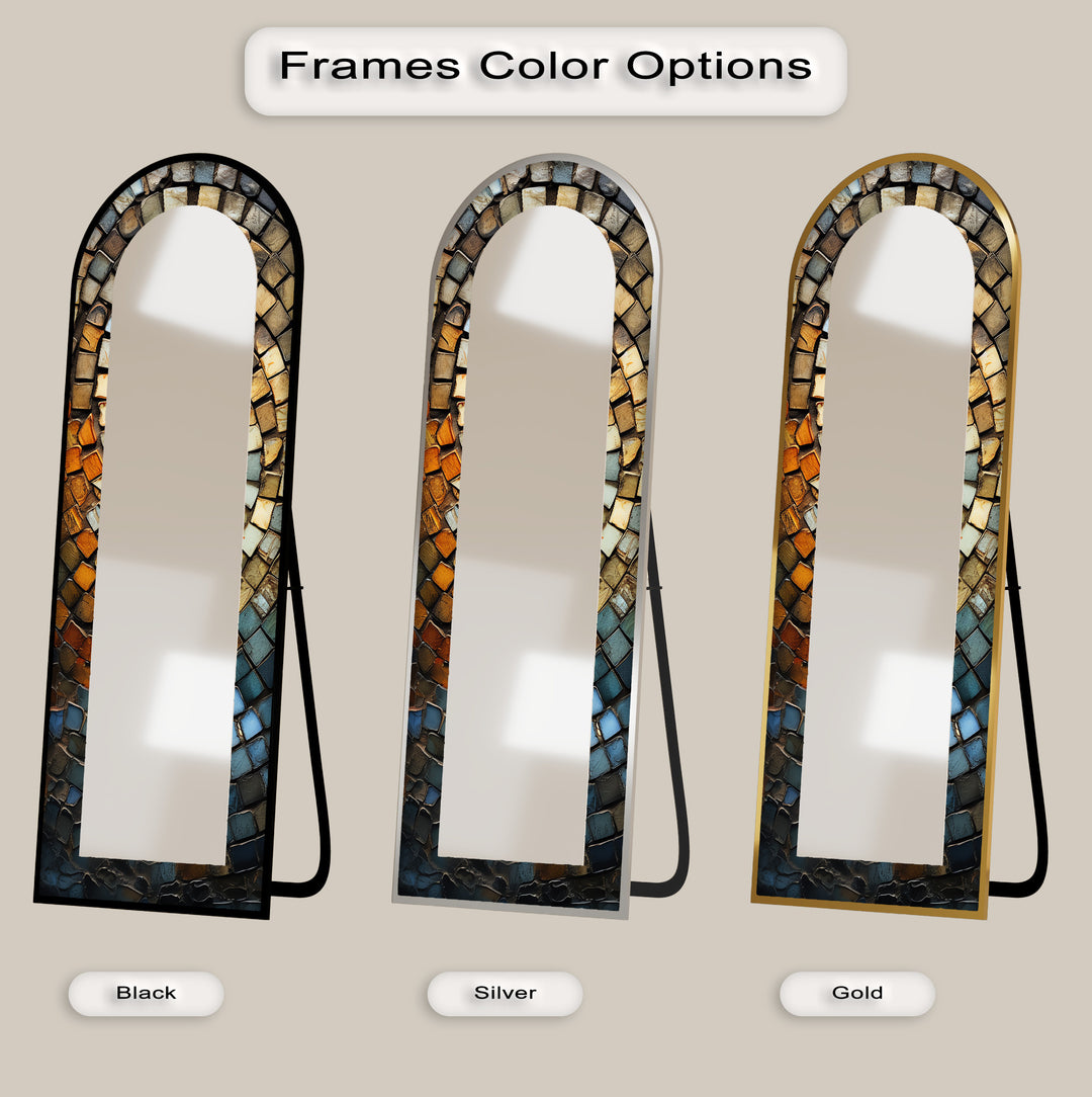 Rustic Arched Mirror – Mosaic Floor Mirror