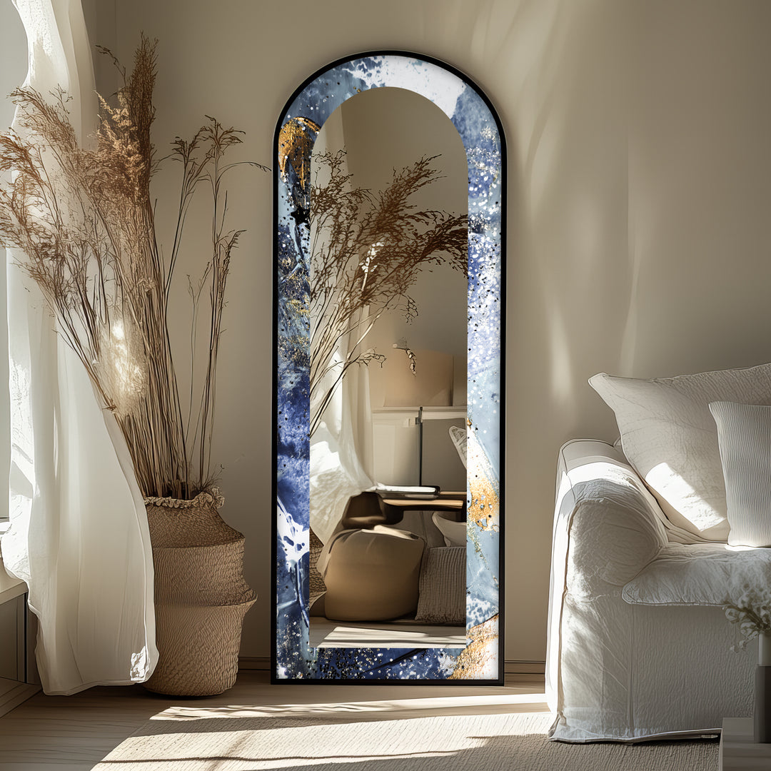 Midnight Sky Elegance – Abstract Floor Mirror