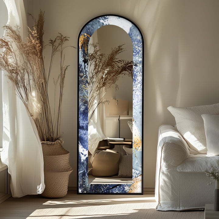 Midnight Sky Elegance – Abstract Floor Mirror