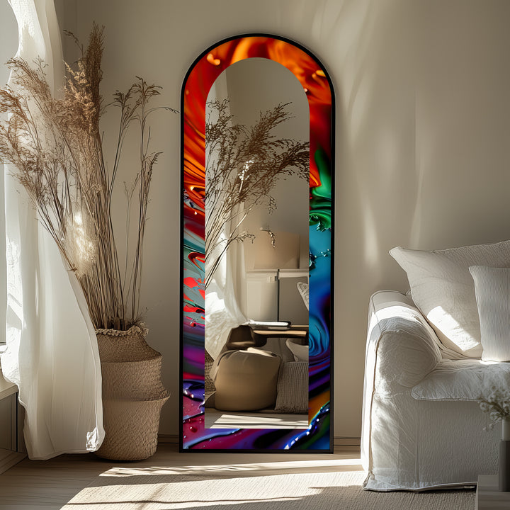 Molten Color Flow – Abstract Floor Mirror