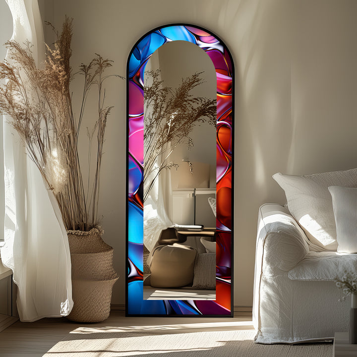Neon Liquid Chrome – Stained Floor Mirror
