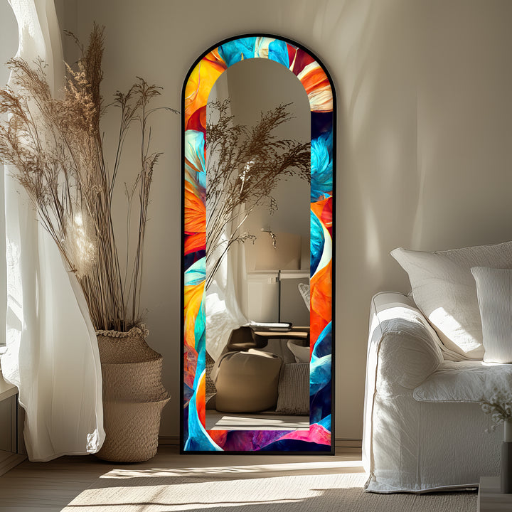 Vibrant Color Flow – Abstract Floor Mirror