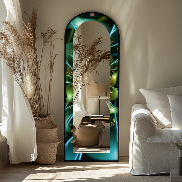 Botanic Lightflow Texture – Mystical Green Floor Mirror