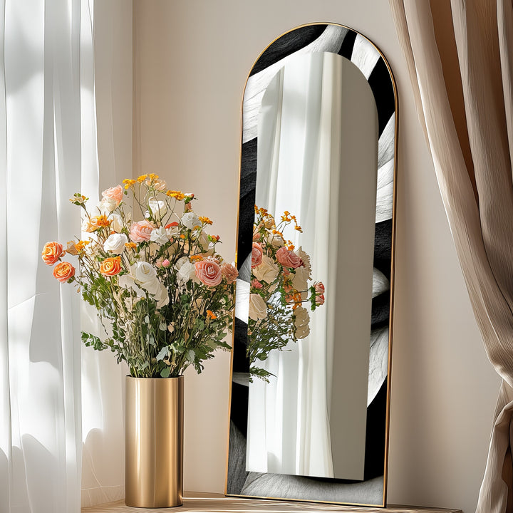 Black and White Wave - Full Lenght Floor Mirror