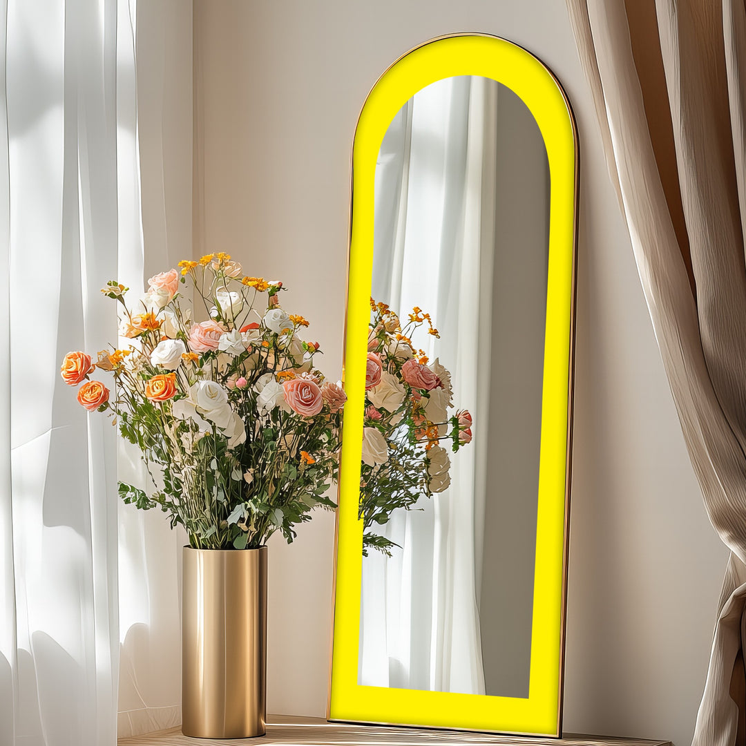 Bold Yellow - Abstract Floor Mirror