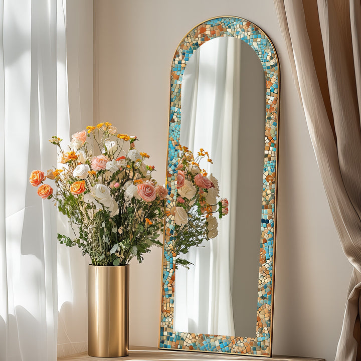 Sun-Drenched Harmony – Mosaic Floor Mirror