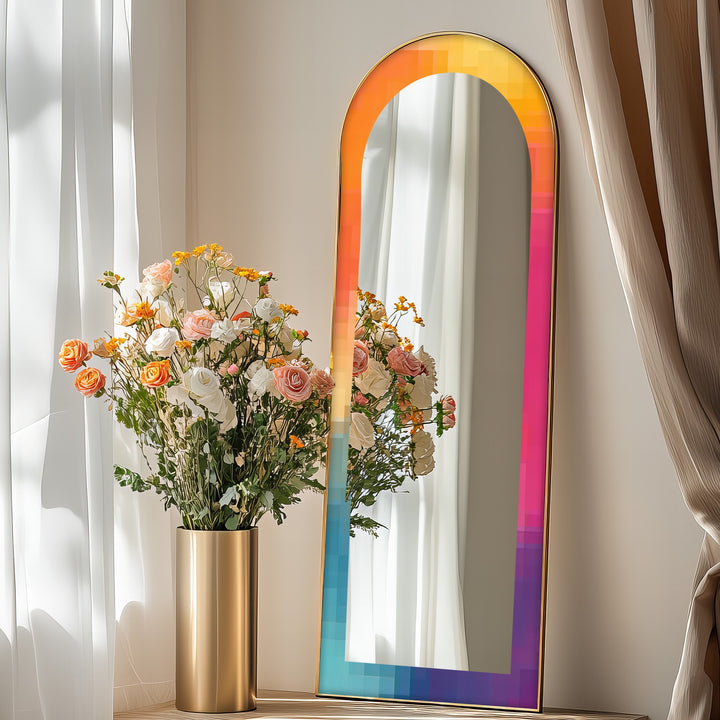 PixelGlow Fusion – Abstract Floor Mirror
