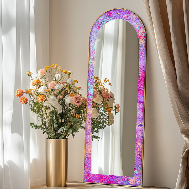 Cosmic Bloom – Abstract Floor Mirror