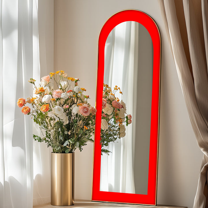 Red - Abstract Floor Mirror