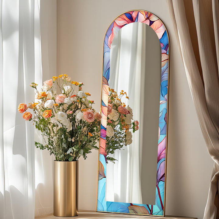 Color Bloom Aura – Floral Floor Mirror
