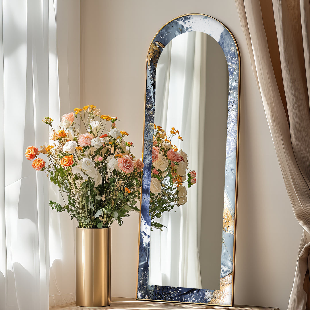 Midnight Sky Elegance – Abstract Floor Mirror