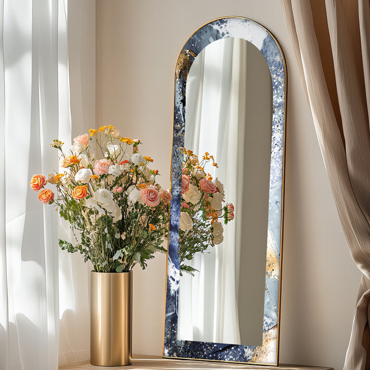 Midnight Sky Elegance – Abstract Floor Mirror
