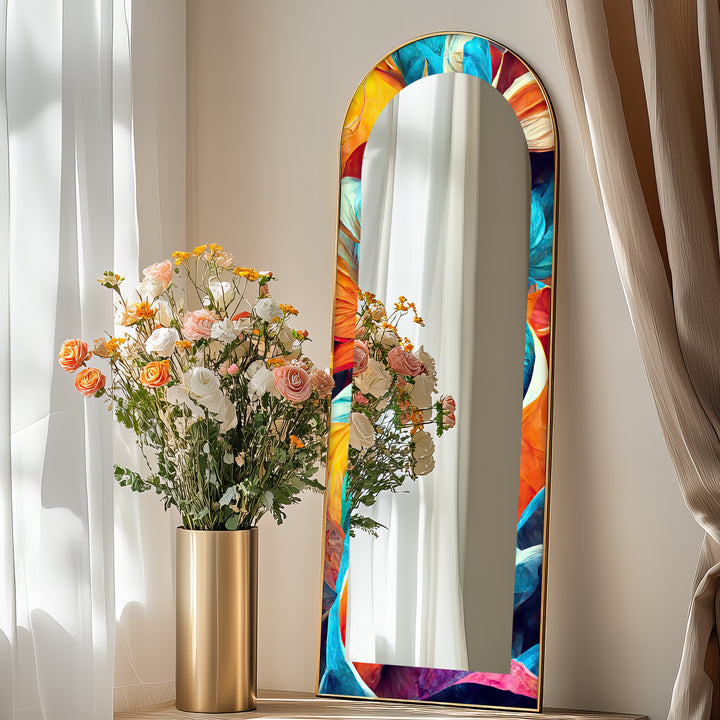 Vibrant Color Flow – Abstract Floor Mirror