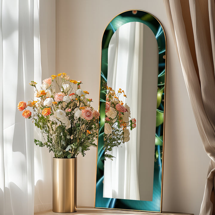 Botanic Lightflow Texture – Mystical Green Floor Mirror