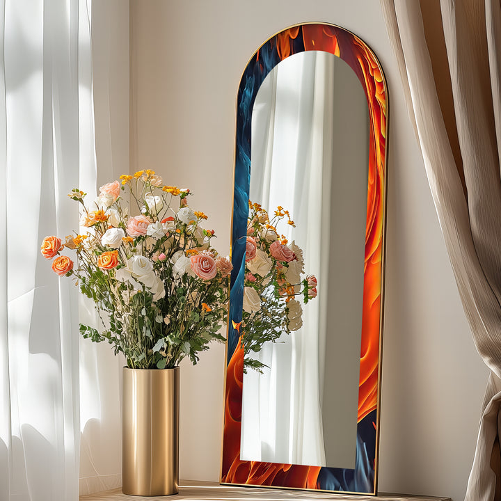 Fire & Ice Dual Flow – Abstract Floor Mirror