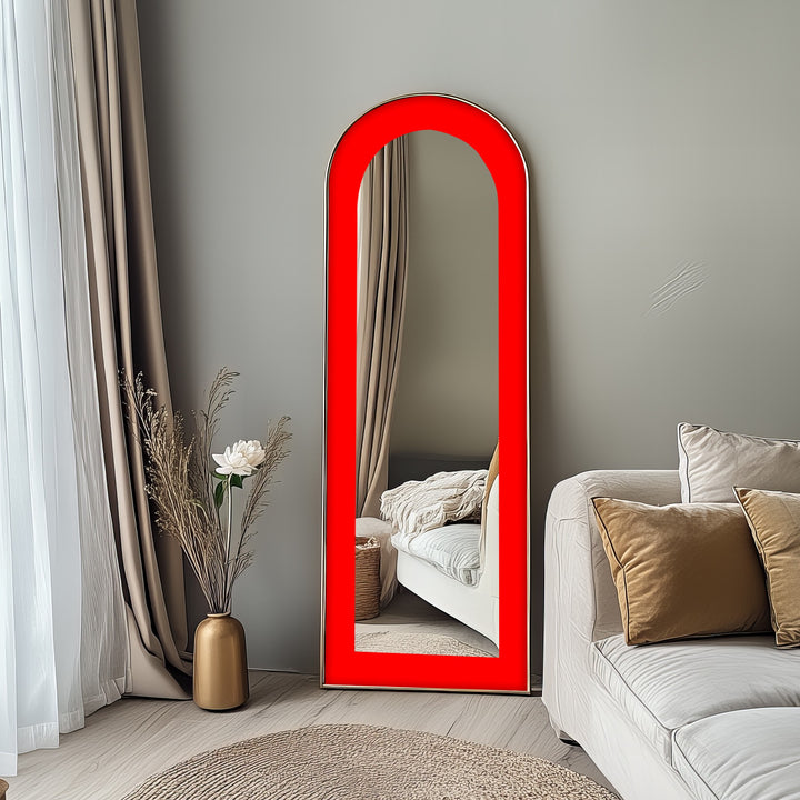 Red - Abstract Floor Mirror