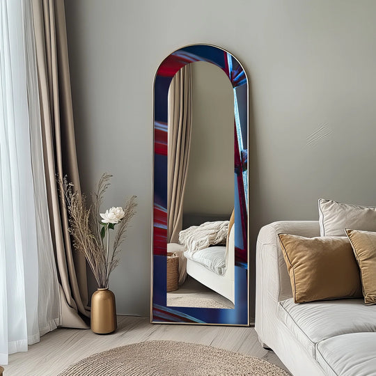 Deep Blue and Crimson - Abstract Floor Mirror - MyPhotoStation