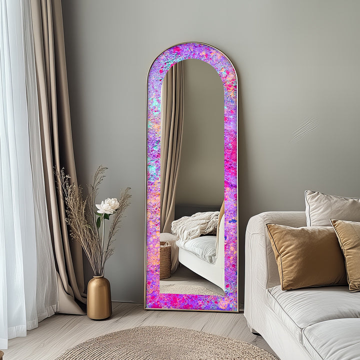 Cosmic Bloom – Abstract Floor Mirror
