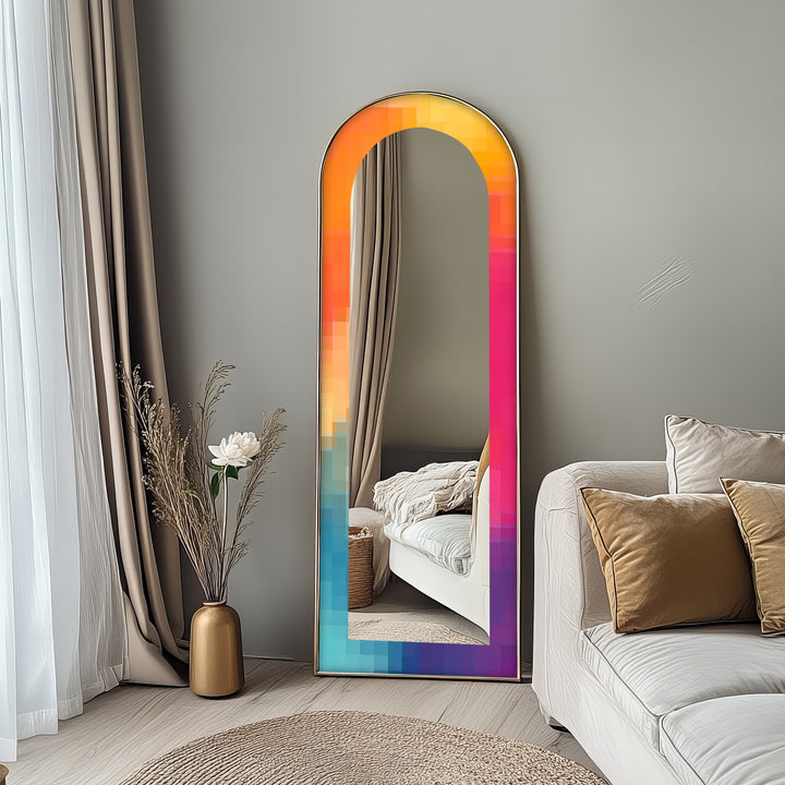 PixelGlow Fusion – Abstract Floor Mirror