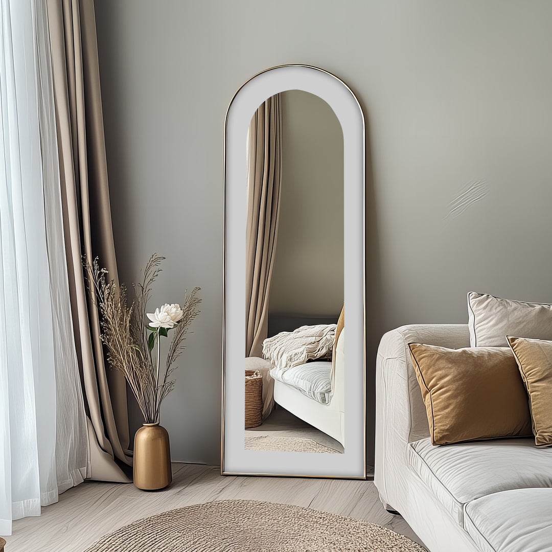 Soft Gray - Abstract Floor Mirror