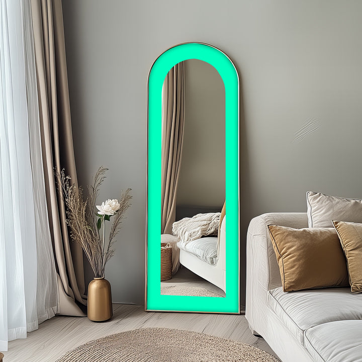 Aqua Green - Abstract Floor Mirror