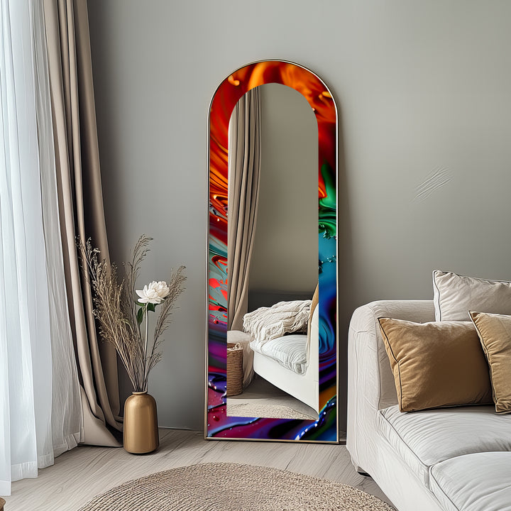 Molten Color Flow – Abstract Floor Mirror