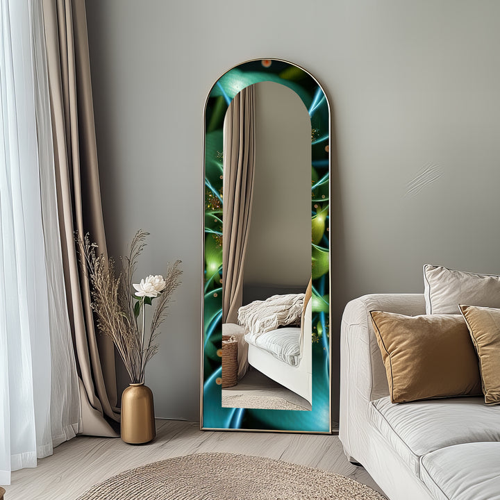 Botanic Lightflow Texture – Mystical Green Floor Mirror