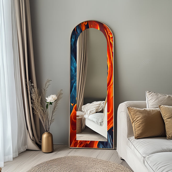 Fire & Ice Dual Flow – Abstract Floor Mirror