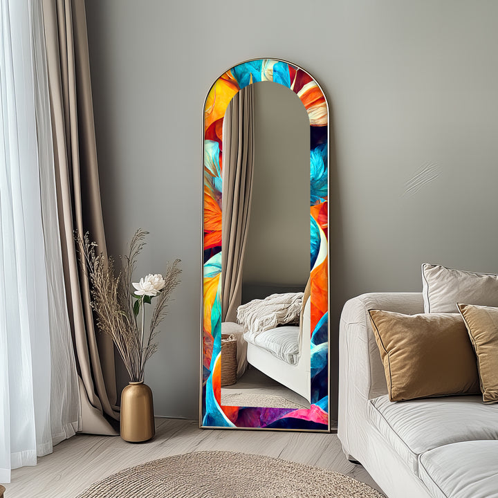Vibrant Color Flow – Abstract Floor Mirror