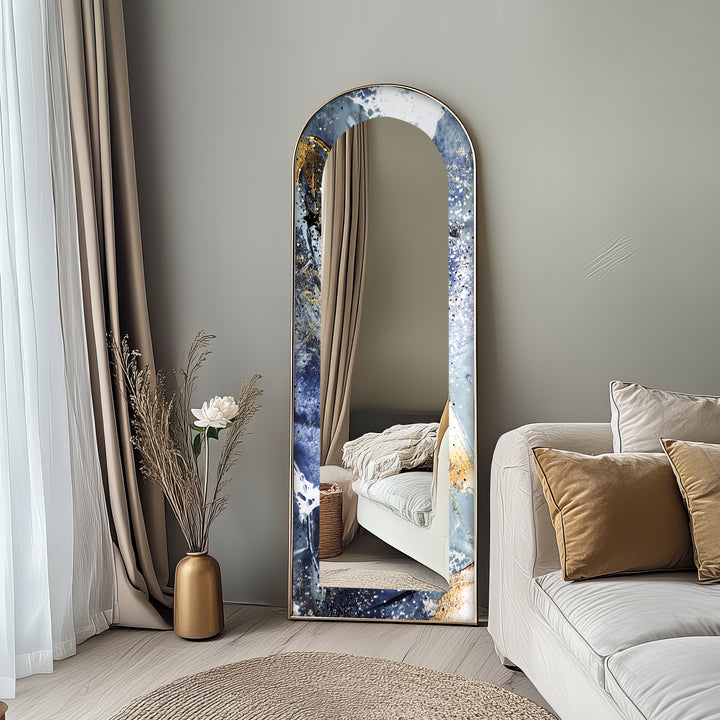 Midnight Sky Elegance – Abstract Floor Mirror