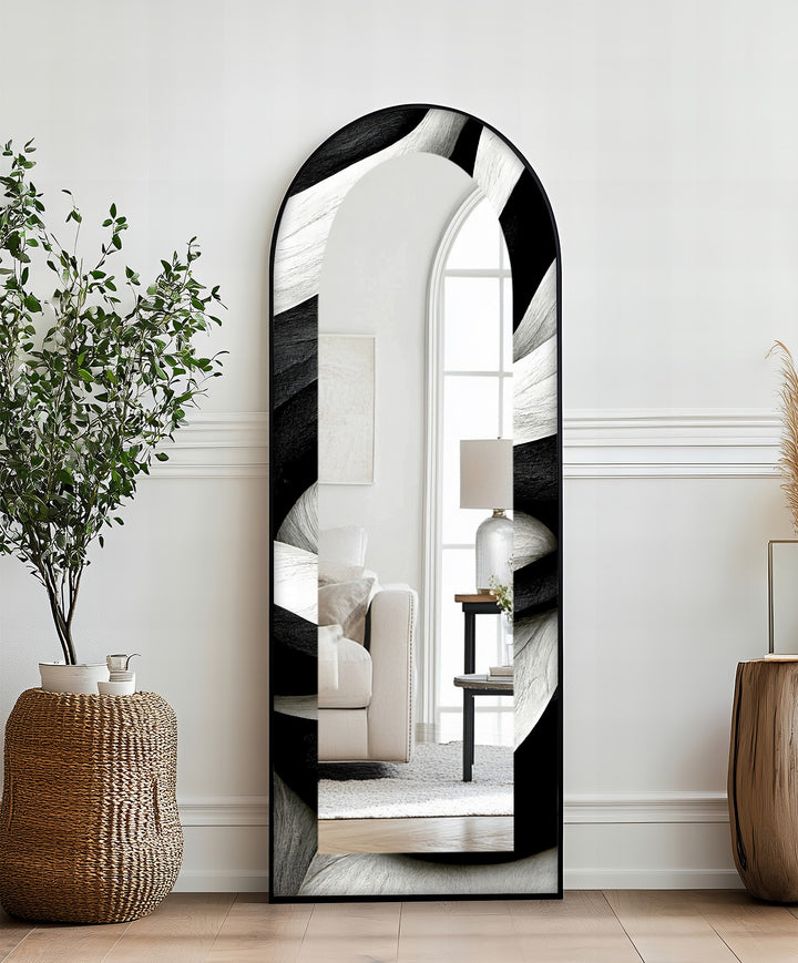 Black and White Wave - Full Lenght Floor Mirror