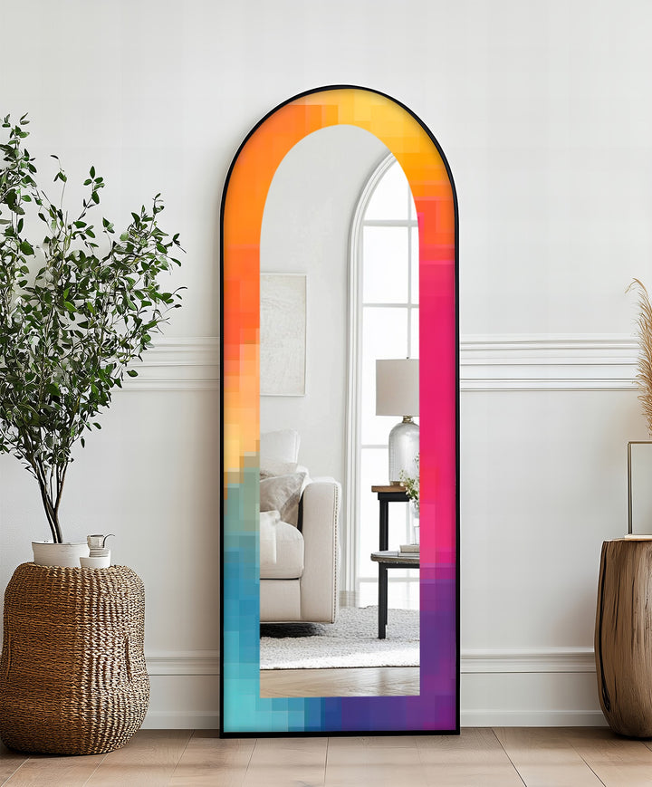 PixelGlow Fusion – Abstract Floor Mirror