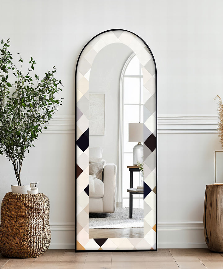 Ivory Diamond Glow – Mosaik-Standspiegel 