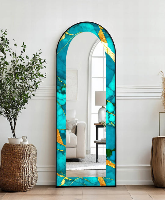 Oceanic Gold Veins – Marble Floor Mirror - MyPhotoStation