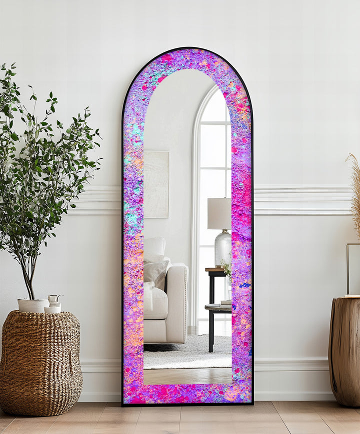 Cosmic Bloom – Abstract Floor Mirror