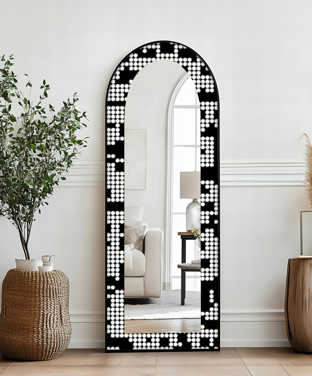 Monochrome Pixel Dot - Ganzkörper-Standspiegel 