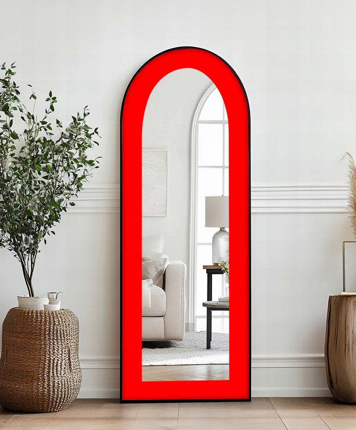 Red - Abstract Floor Mirror