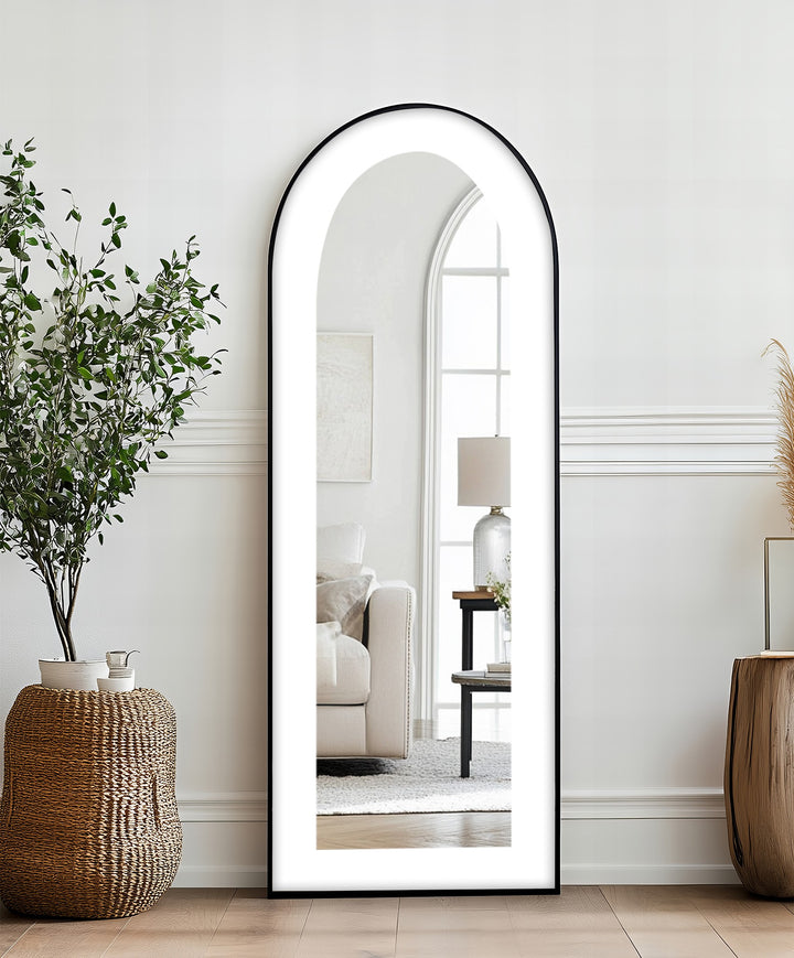White Modern Minimalist - Abstract Floor Mirror