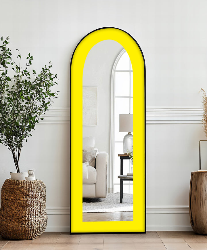 Bold Yellow - Abstract Floor Mirror