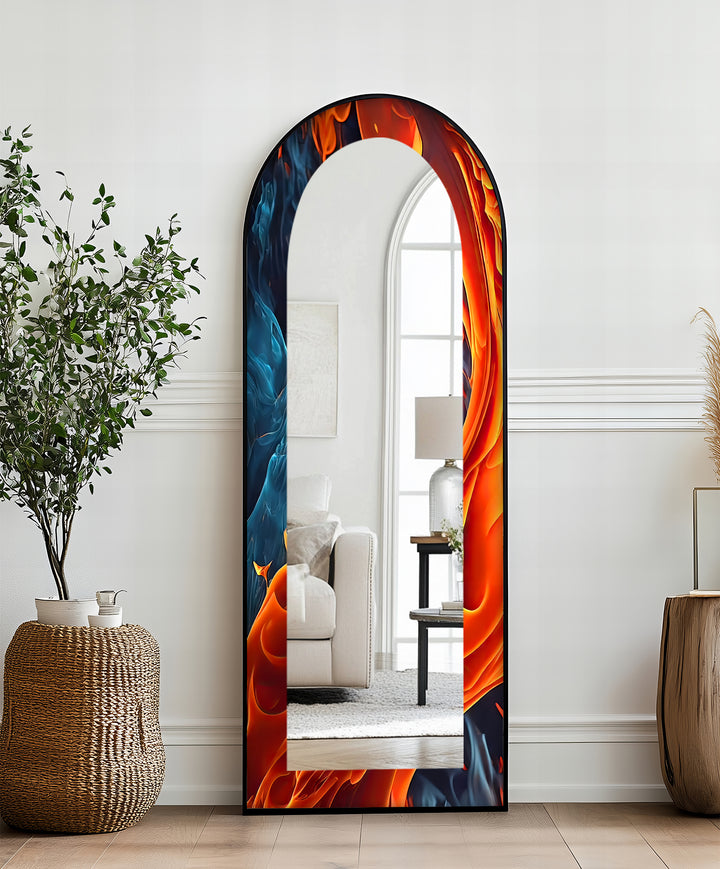 Fire & Ice Dual Flow – Abstract Floor Mirror