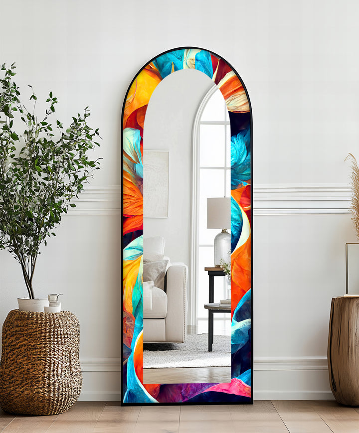 Vibrant Color Flow – Abstract Floor Mirror
