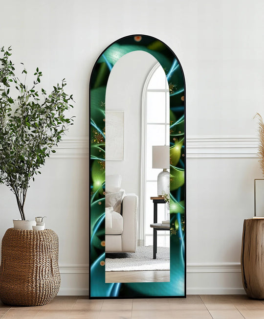 Botanic Lightflow Texture – Mystical Green Floor Mirror - MyPhotoStation