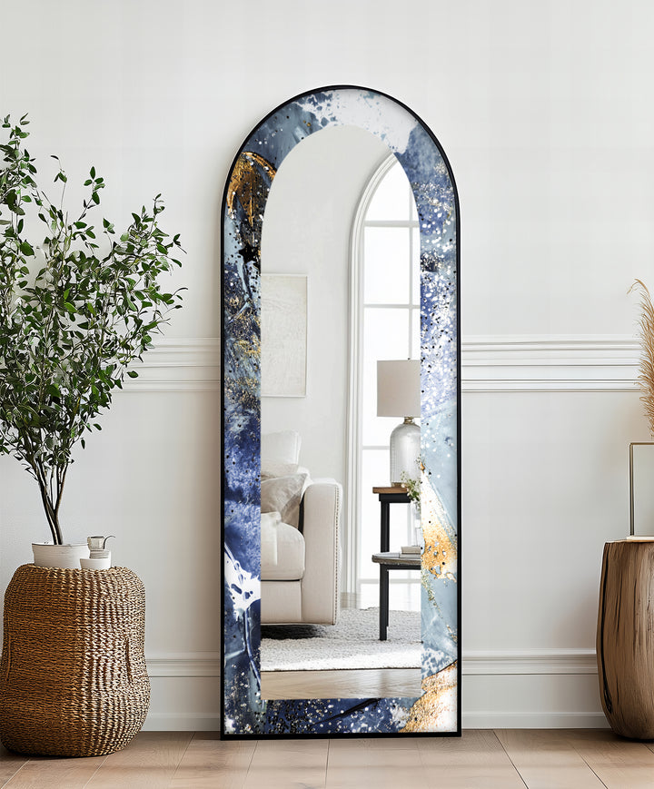 Midnight Sky Elegance – Abstract Floor Mirror