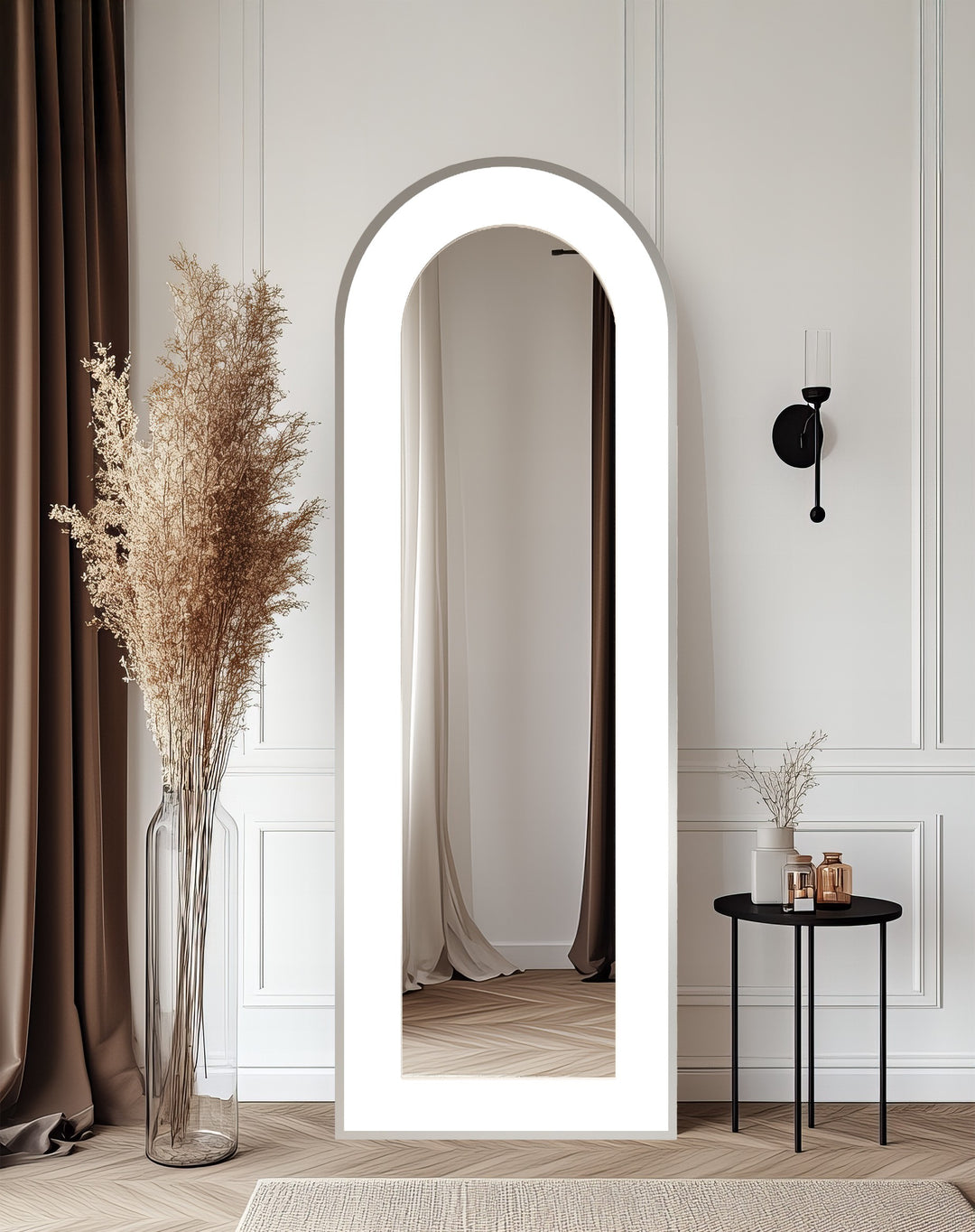 White Modern Minimalist - Abstract Floor Mirror