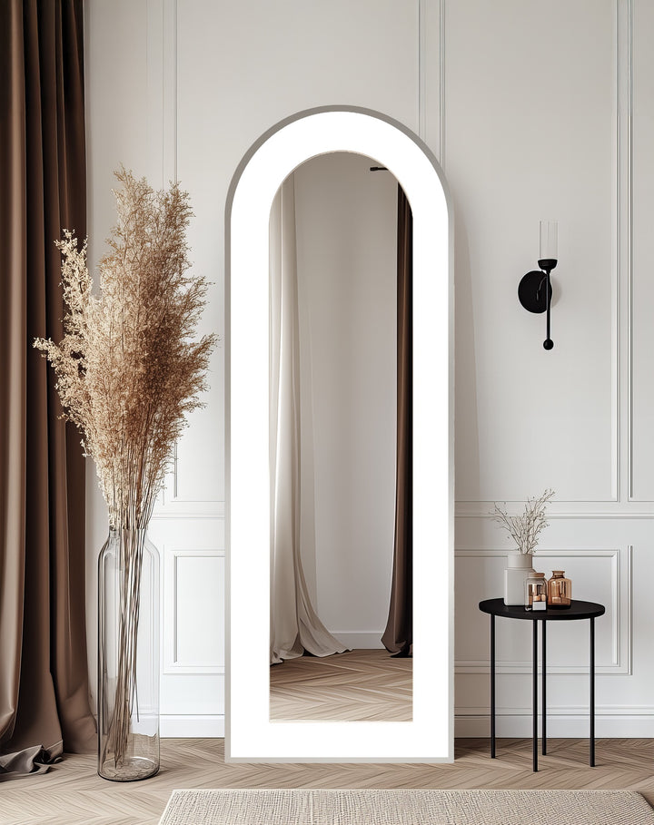White Modern Minimalist - Abstract Floor Mirror