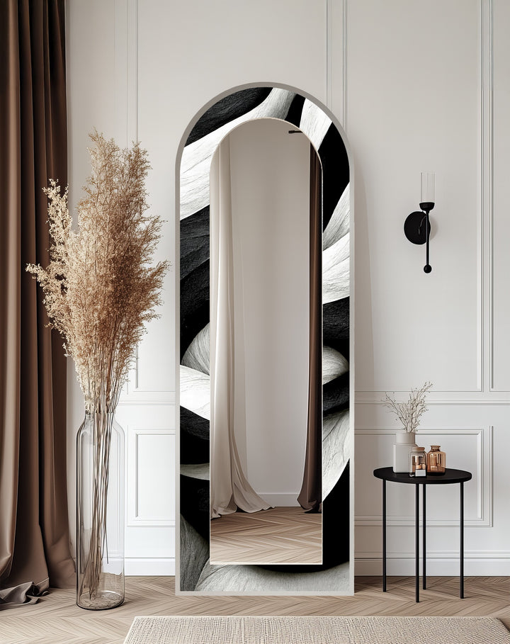 Black and White Wave - Full Lenght Floor Mirror