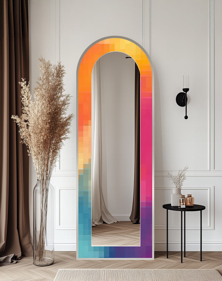 PixelGlow Fusion – Abstract Floor Mirror