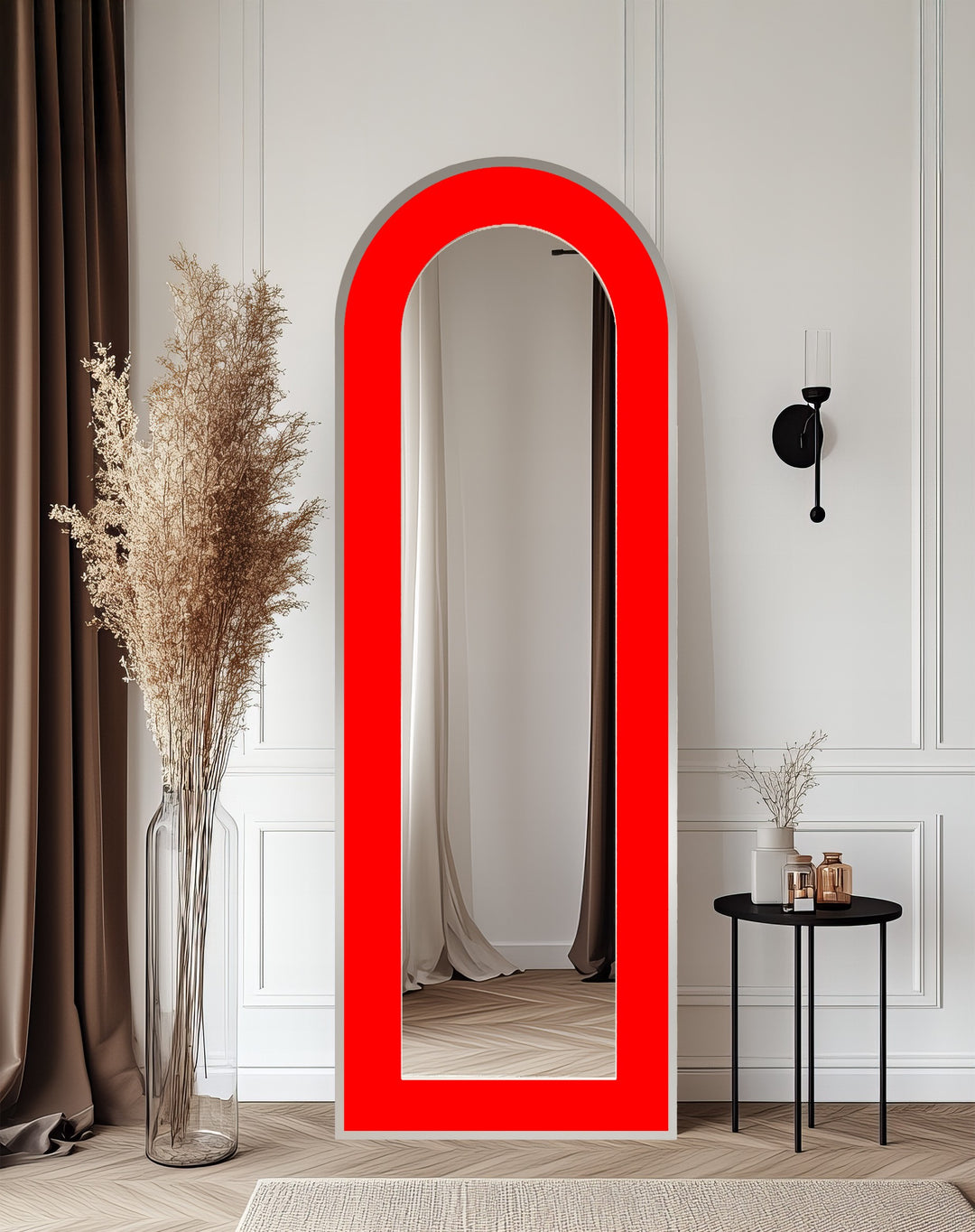 Red - Abstract Floor Mirror