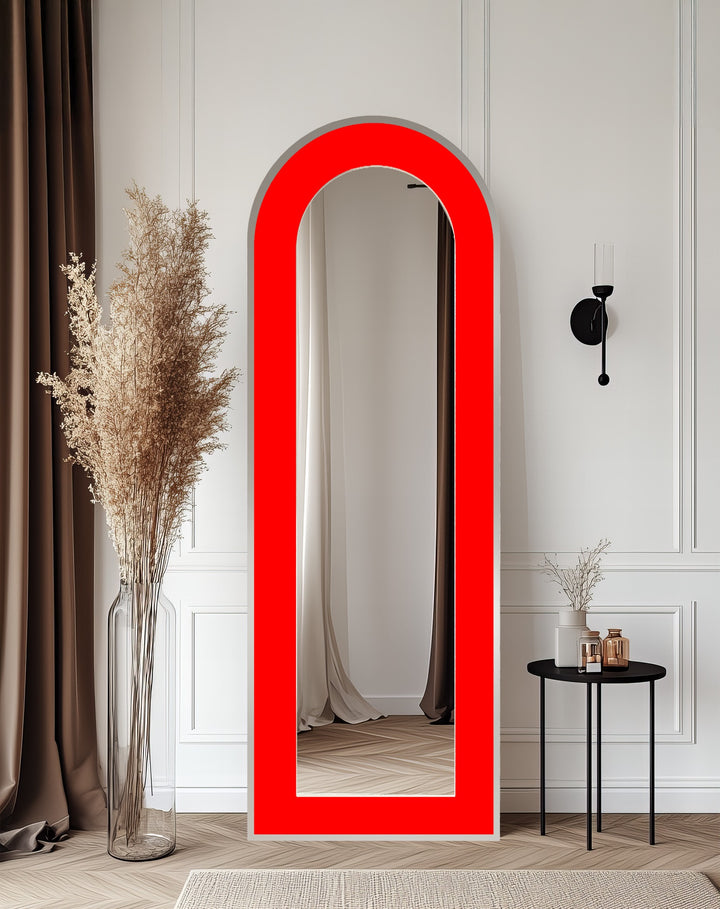 Red - Abstract Floor Mirror