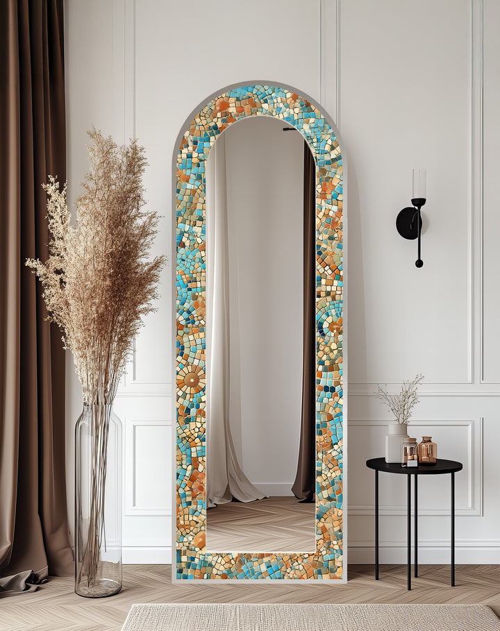 Sun-Drenched Harmony – Mosaic Floor Mirror